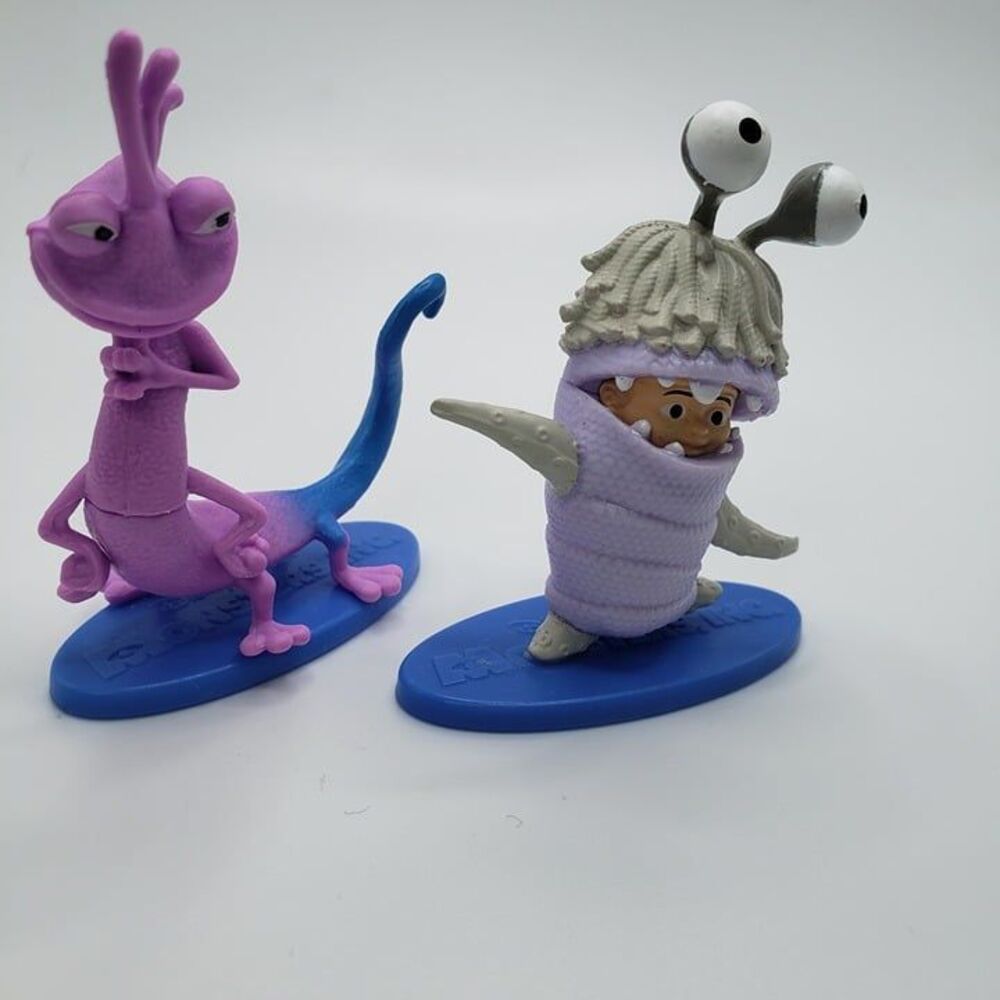 2 McDonalds Disney Monsters Inc Figures 2" Cake Topper Boo Randall Boggs Set